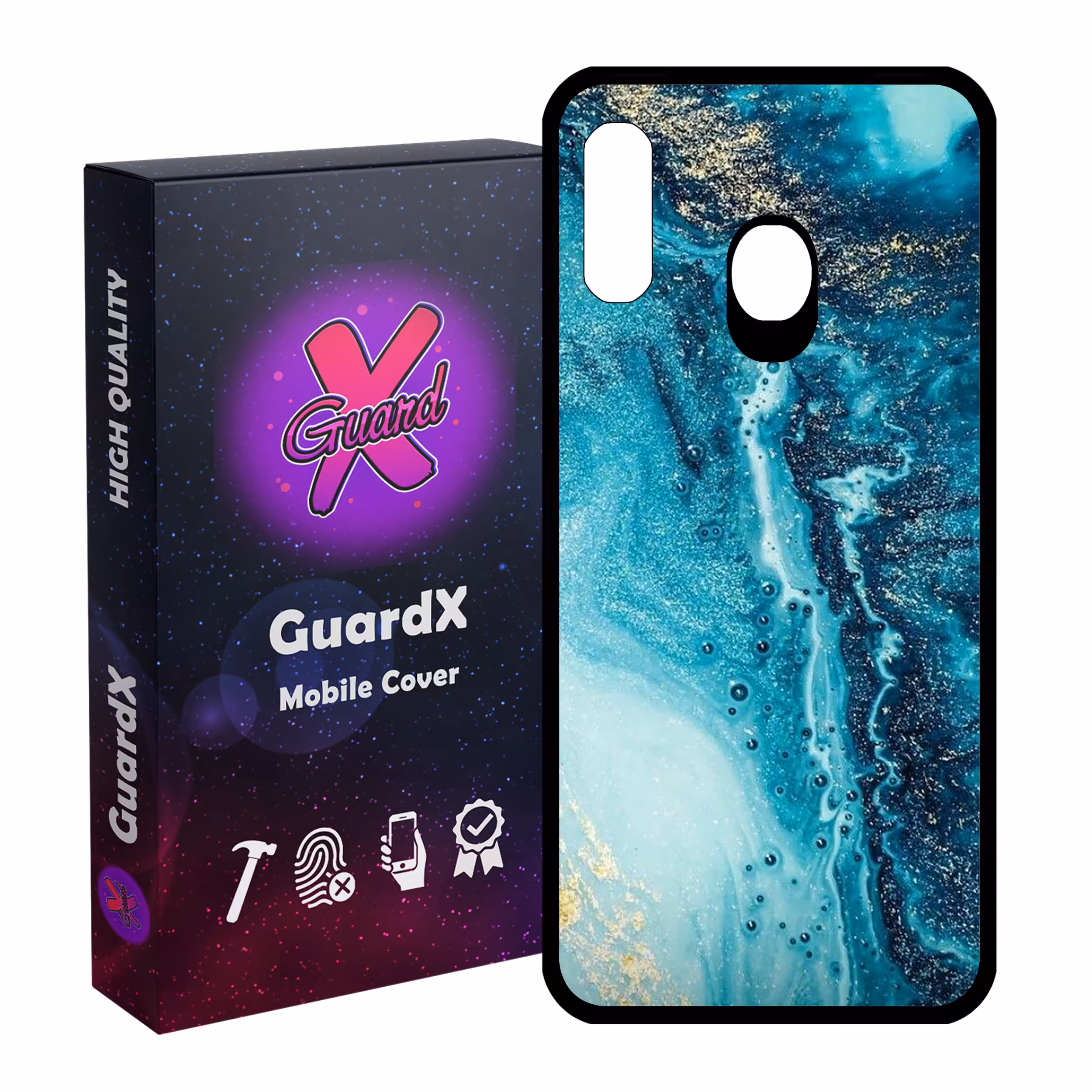 کاور گارد ایکس طرح آبی مدل Glass10402 مناسب برای گوشی موبایل سامسونگ Galaxy A20 / A30 / M10s