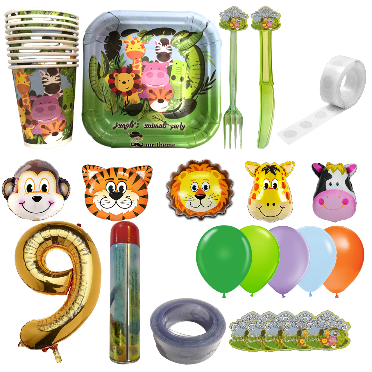 مجموعه 74 عددی تم تولد مستر تم طرح حیوانات جنگل کد 9