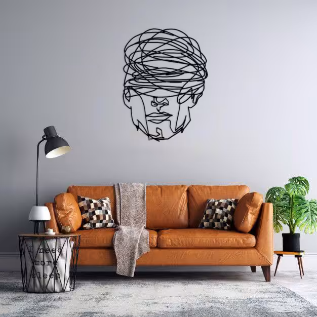 دیوارکوب ماهوت طرح صورت خط خطی 