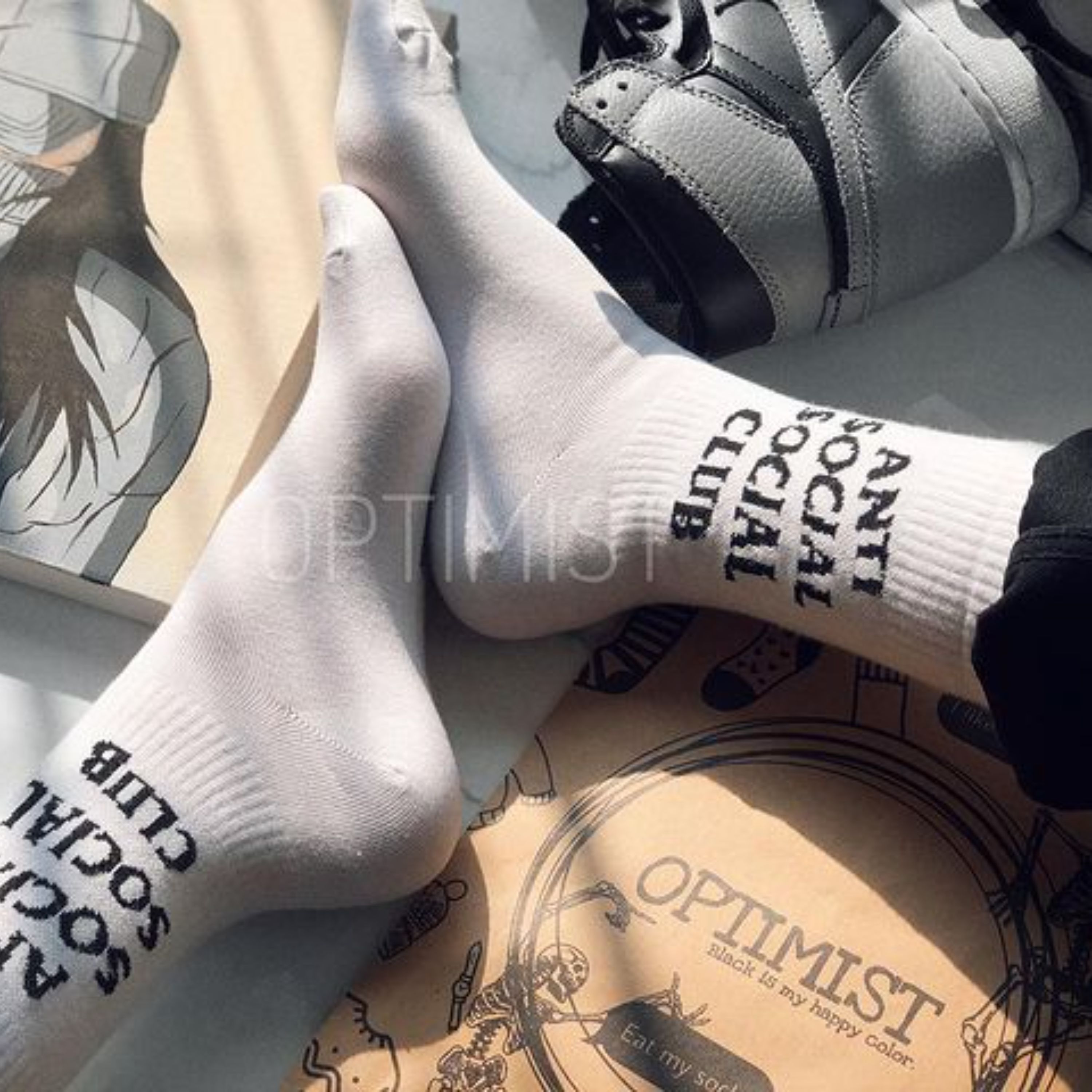جوراب ساقدار  آنتی سوشال سفید