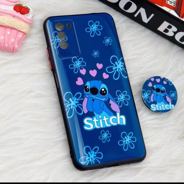 قاب طرحدار  stitch براق پاپ سوکت دار گوشی سامسونگ A03s و A02s