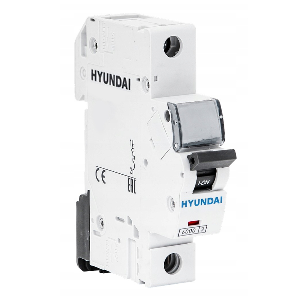 کلید مینیاتوری 10 آمپر تک پل هیوندای کد B10-6KA-1P