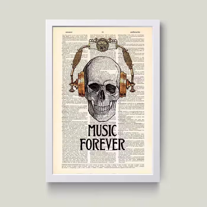 تابلو مدل مینیمال Music Forever کد m2403-w | دنیای قاب