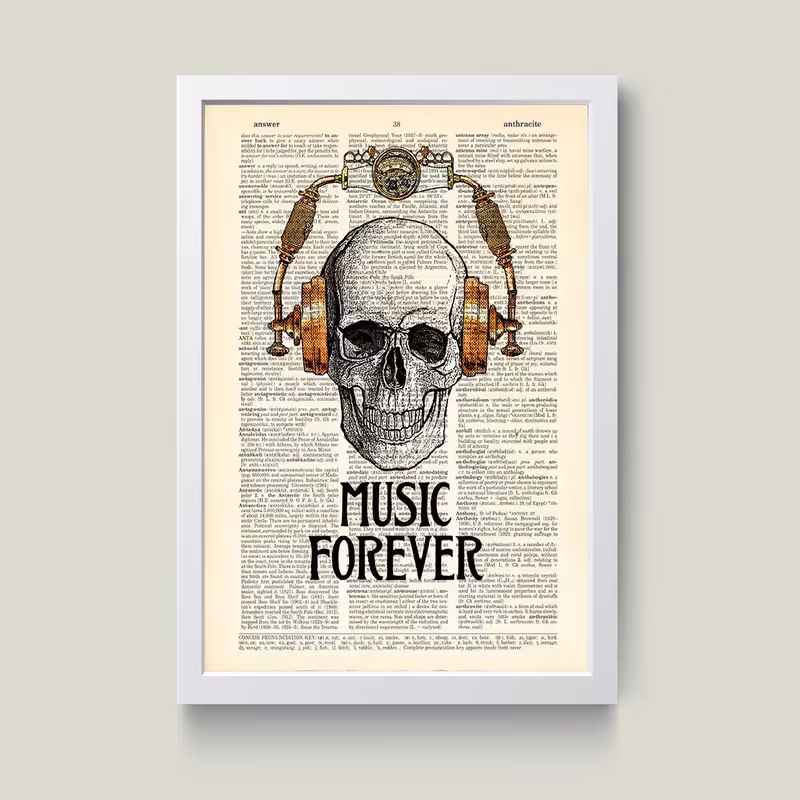 تابلو مدل مینیمال Music Forever کد m2403-w | دنیای قاب
