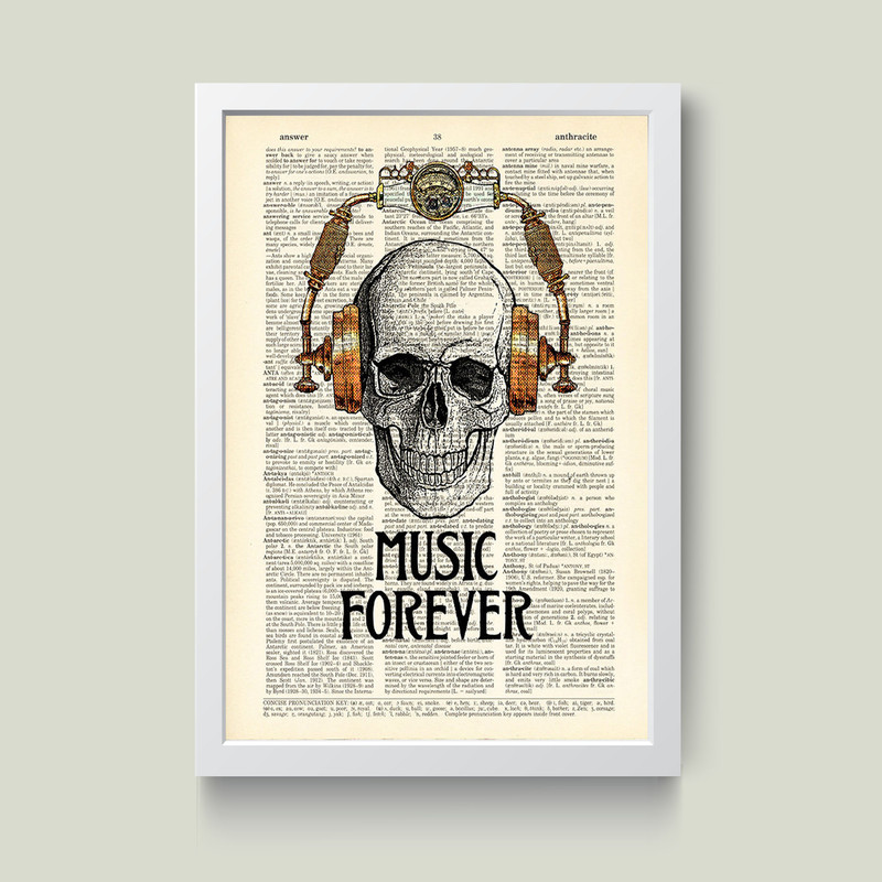 تابلو مدل مینیمال Music Forever کد m2403-w | دنیای قاب