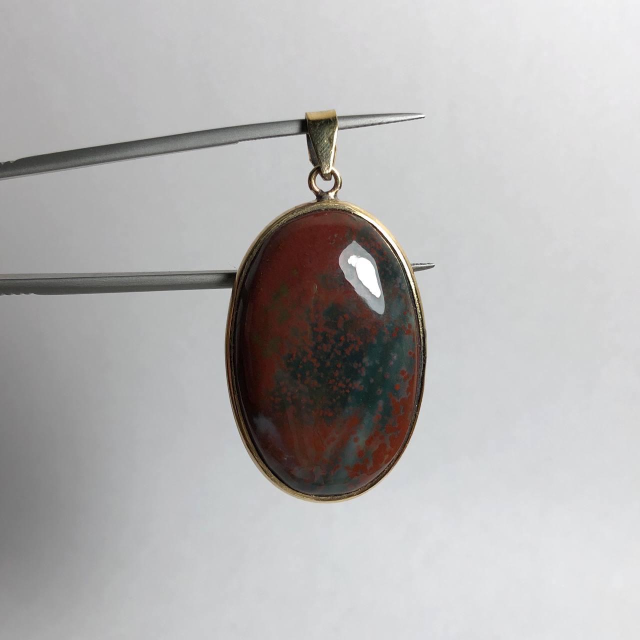 گردنبند طلاروسی بلود استون طبیعی بیضی 240261