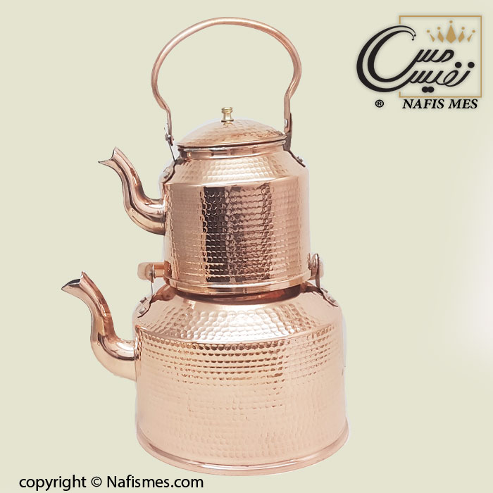 کتری و قوری مسی طرح راسته مدل نفیس