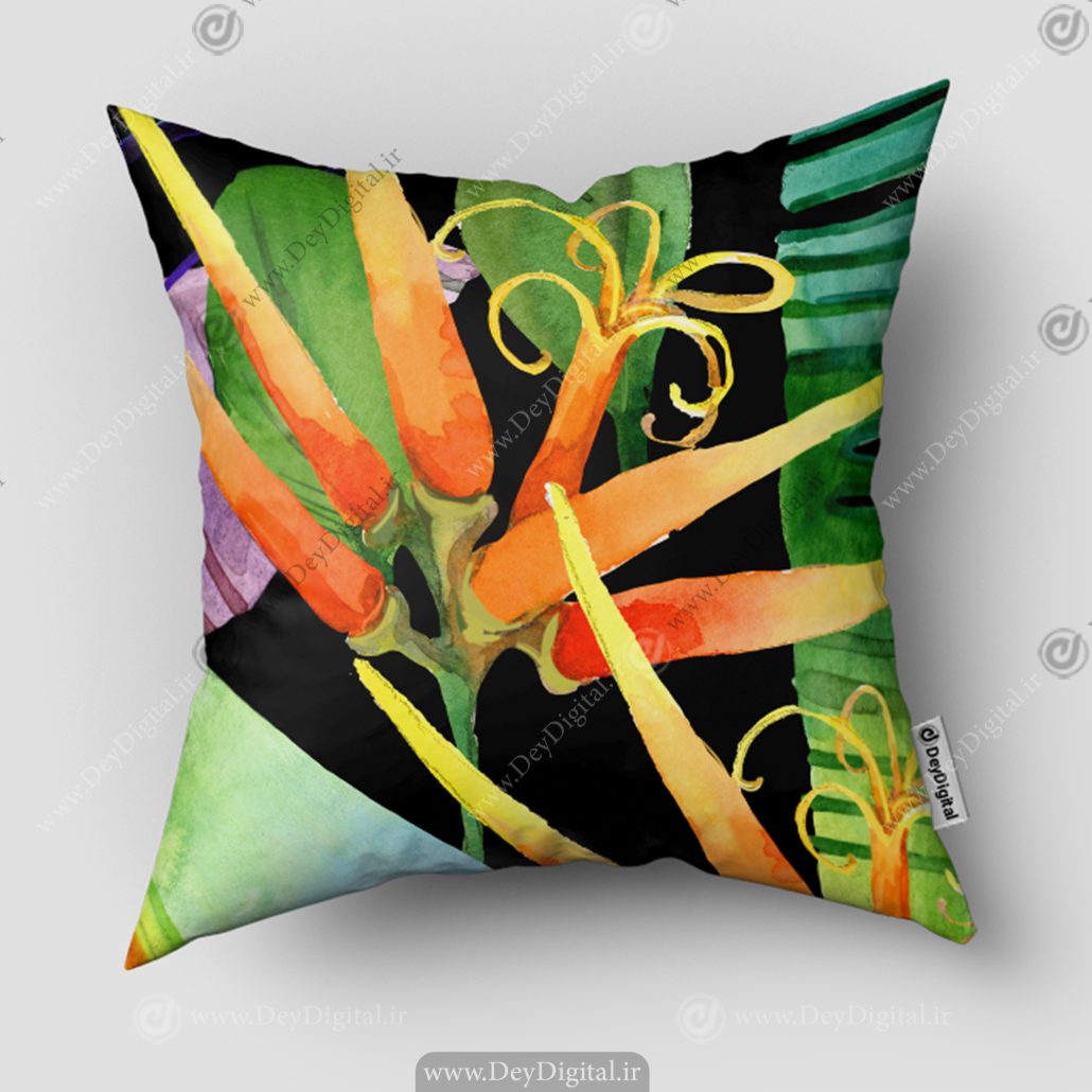 کوسن چاپی طرح گل های آبرنگی SM-12102