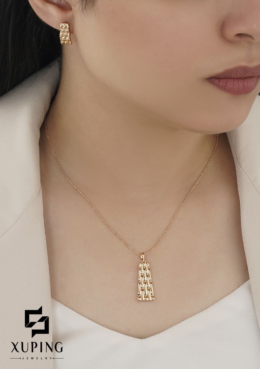 نیم ست ژوپینگ اصل بدون زنجیر با روکش طلا 24 عیار کد XIPH936