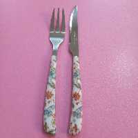 کارد و چنگال میوه خوری طرح سرامیکی 12 عددی تیغه استیل مارک ماربلا     