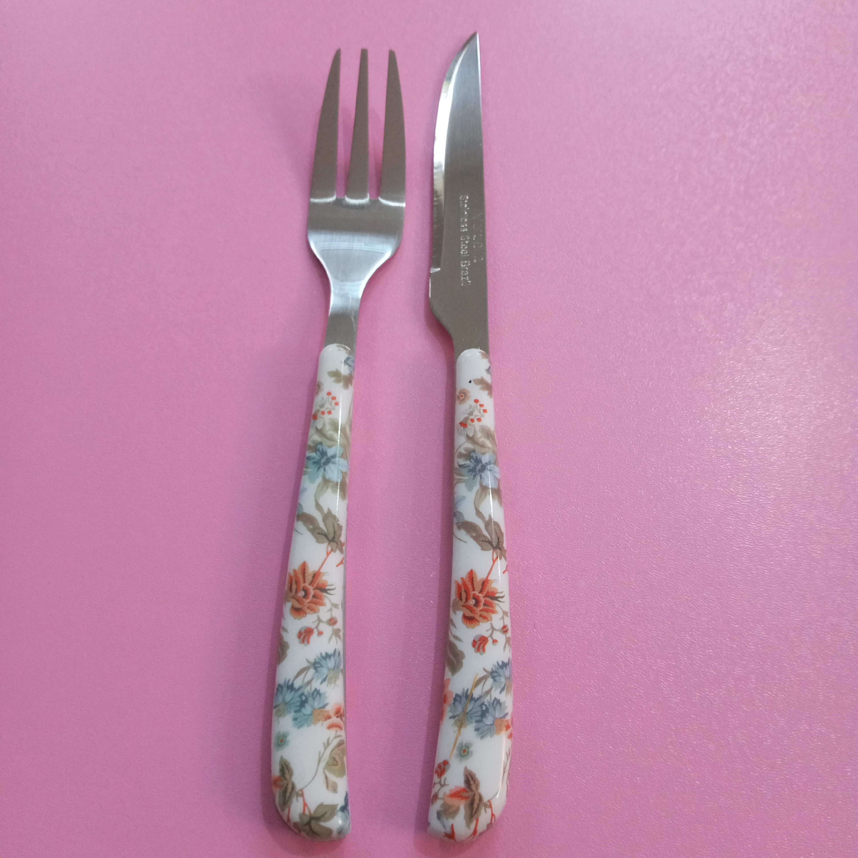 کارد و چنگال میوه خوری طرح سرامیکی 12 عددی تیغه استیل مارک ماربلا     