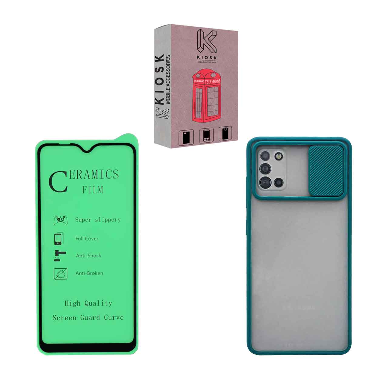 کاور کیوسک مدل KMHFZLD-KSRMC-1 مناسب برای گوشی موبایل سامسونگ Galaxy A31 به همراه محافظ صفحه نمایش