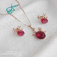 خرید نیم ست زنانه مارک ژوپینگ نگین دار آبکاری شده رنگ ثابت ضد حساسیت کیفیت عالی کد 1715218 - ردگل