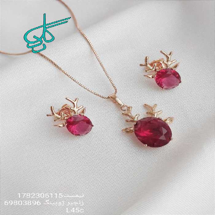 خرید نیم ست زنانه مارک ژوپینگ نگین دار آبکاری شده رنگ ثابت ضد حساسیت کیفیت عالی کد 1715218 - ردگل