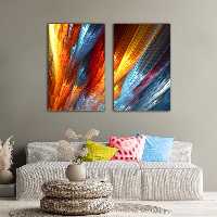 تابلو شاسی بکلیت طرح نقاشی مدرن و شکست نور مدل SH-596 مجموعه 2 عددی | دنیای قاب