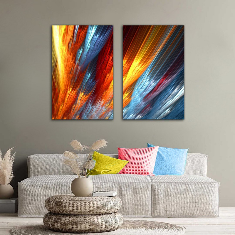 تابلو شاسی بکلیت طرح نقاشی مدرن و شکست نور مدل SH-596 مجموعه 2 عددی | دنیای قاب