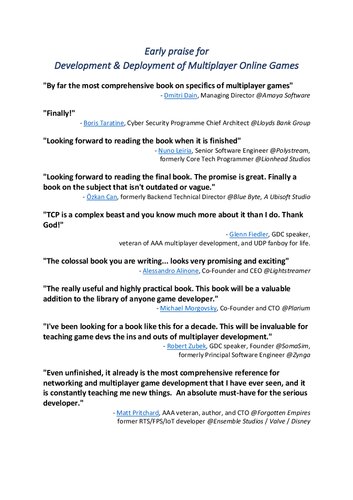 خرید و دانلود نسخه کامل کتاب Development and deployment of Multiplayer Online Games Vol II