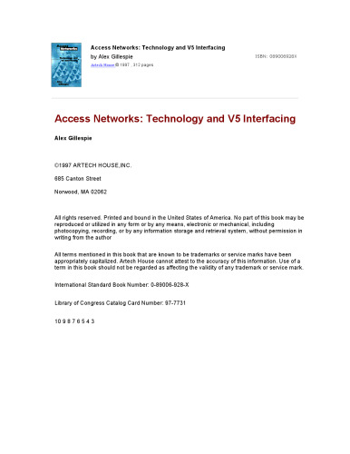 خرید و دانلود نسخه کامل کتاب Access Networks: Technology and V5 Interfacing
