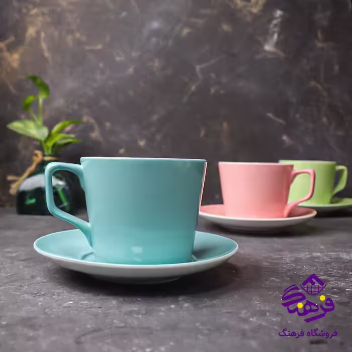 فنجان نلبکی نسترن رنگی 8دک