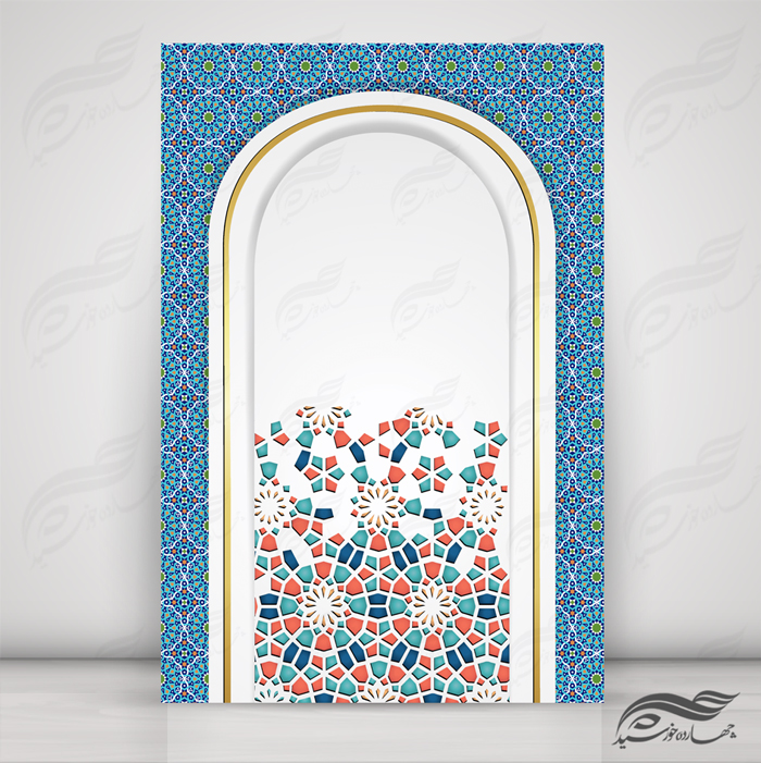 پس زمینه پوستر لایه باز محراب اسلیمی 40 psd