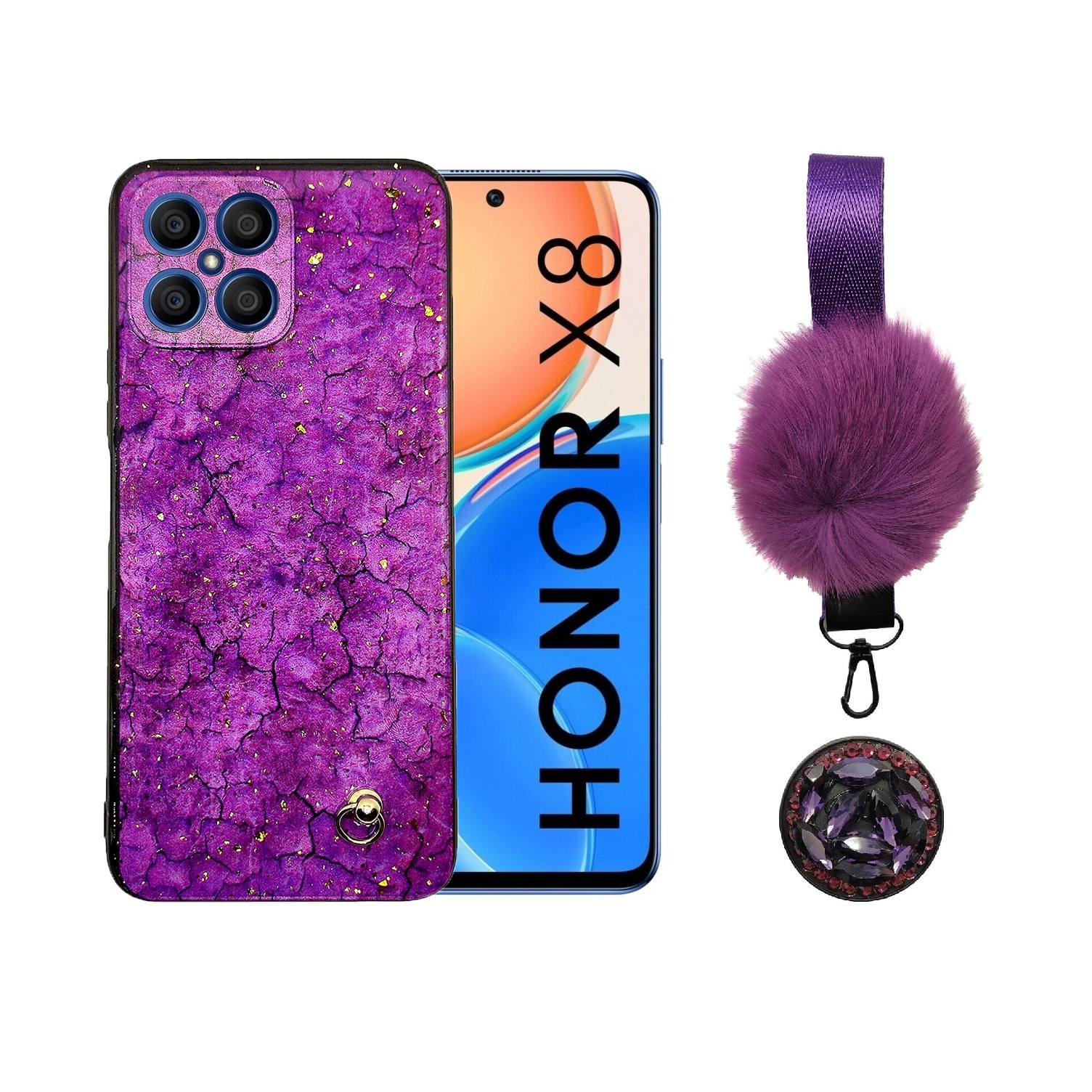 کاور مدل پام پام مناسب برای گوشی موبایل آنر X8 4G به همراه بند و پایه نگهدارنده