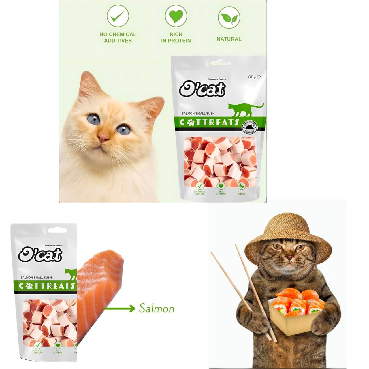 تشویقی گربه o'cat با طعم سوشی 50 گرم - پت نواز