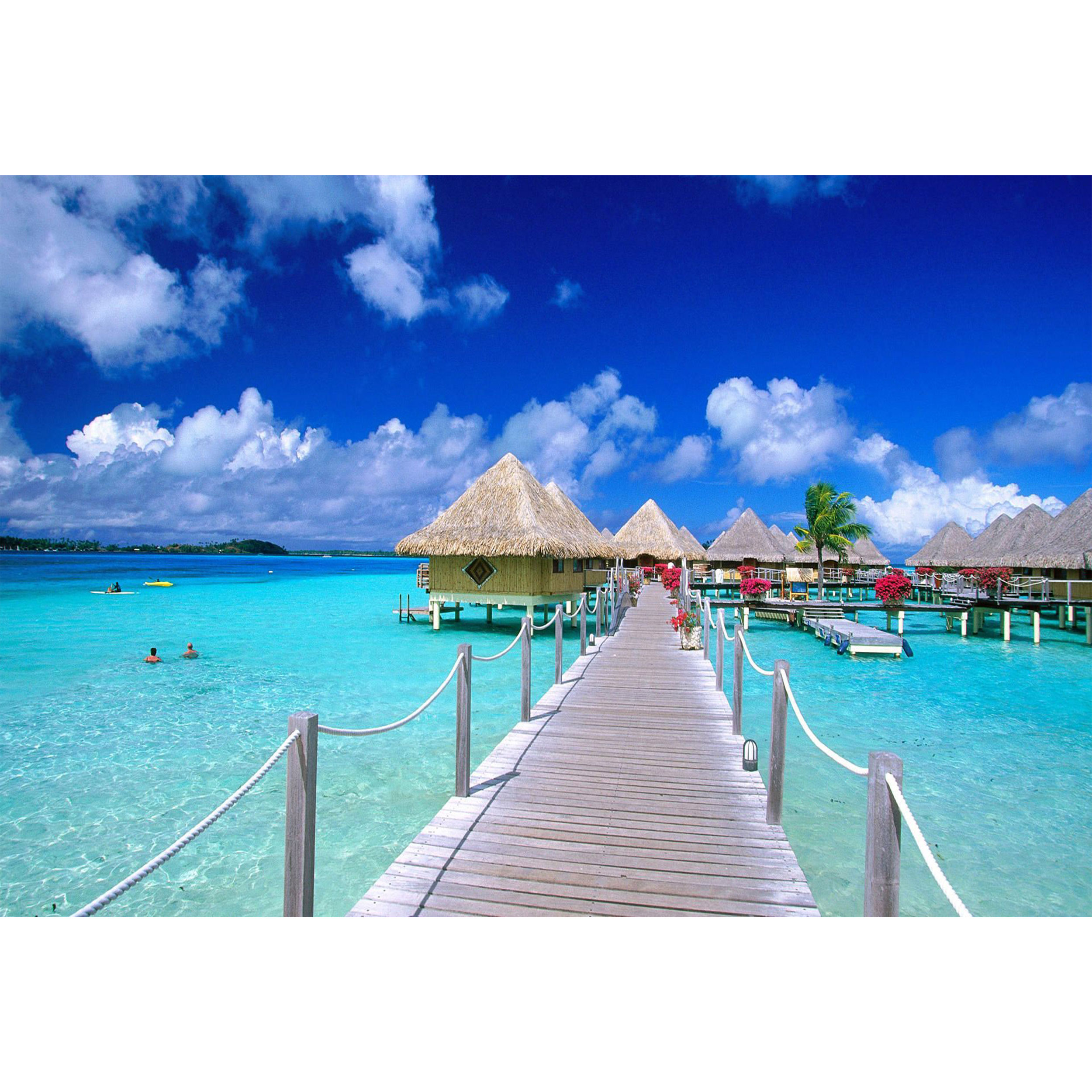 تابلو شاسی مدل دریا و پل چوبی و کلبه و گل T7479