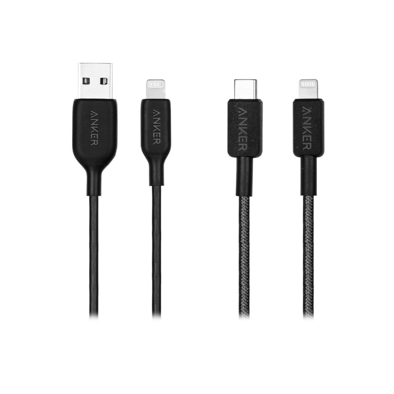 کابل USB-C به لایتنینگ انکر مدل A81B5H11 طول 0.9 متر به همراه کابل USB-A به لایتنینگ انکر مدل A8813H11 طول 1.8 متر | کالا مکس