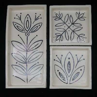 شیرینی خوری سرامیکی هیوا طرح میخک کد 10919380 مجموعه 3 عددی