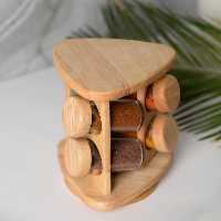 ست جا ادویه 6 پارچه چوبی گردان