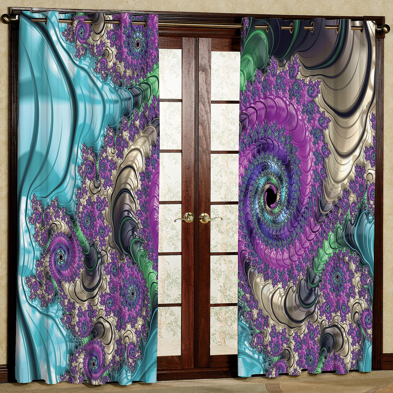 پرده مدل حلزونی هازان پانچی کد 2152a سایز 140x200 سانتی متر