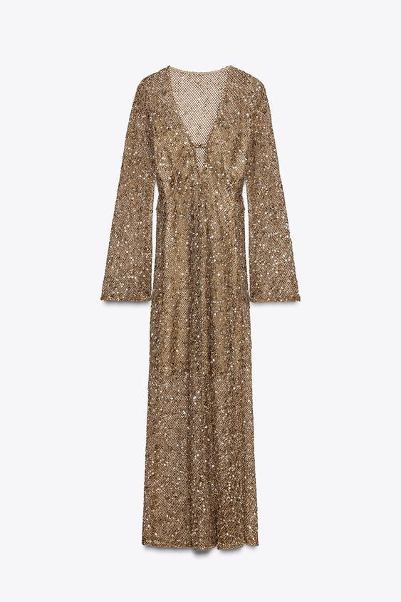 لباس بلند زنانه زارا SEQUINNED MIDI DRESS | تهران زارا TehranZara