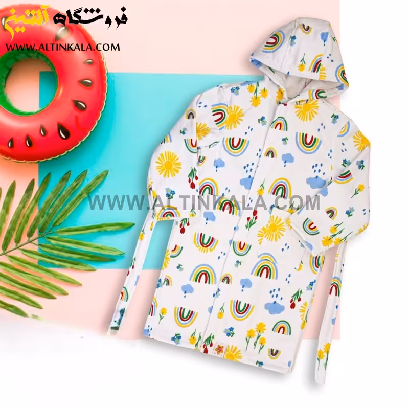 حوله پالتویی کودک پودایران طرح رنگین کمان سایز 100