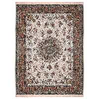 فرش ماشینی زمرد مشهد مدل 45002 زمینه کرم