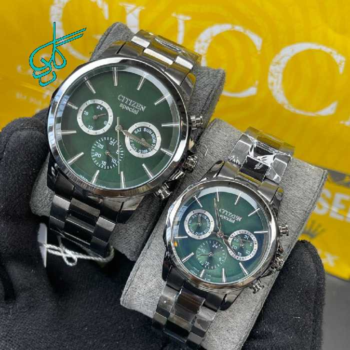 خرید ست ساعت زنانه و مردانه سیتیزن اسپشیال موتور ژاپن کیفیت عالی سه موتور فعال جنس استیل رنگ ثابت کد 2116162 - ردگل