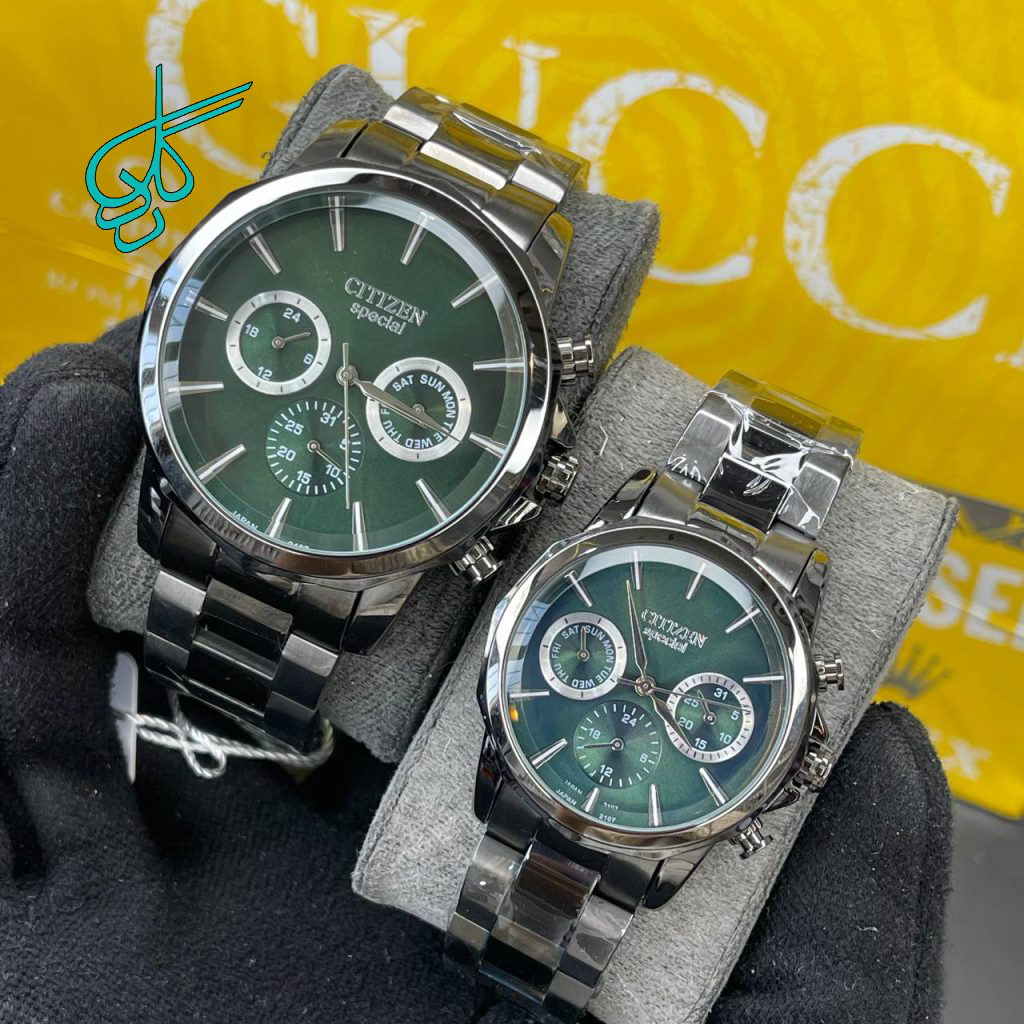 خرید ست ساعت زنانه و مردانه سیتیزن اسپشیال موتور ژاپن کیفیت عالی سه موتور فعال جنس استیل رنگ ثابت کد 2116162 - ردگل