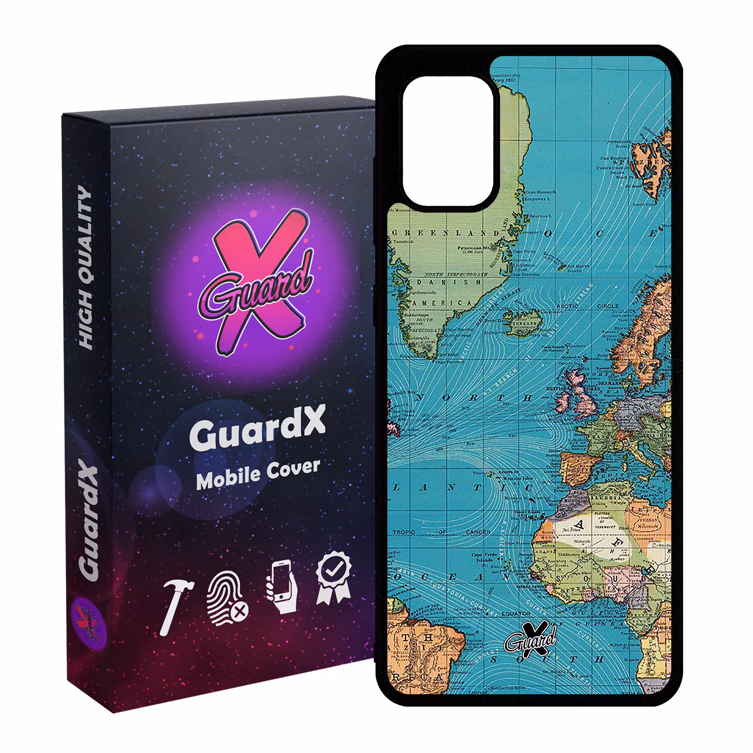 کاور گارد ایکس طرح نقشه مدل Glass10226 مناسب برای گوشی موبایل سامسونگ Galaxy A51