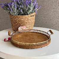 سینی چوبی گرد دسته دار BVK مدل کاریزما طلایی