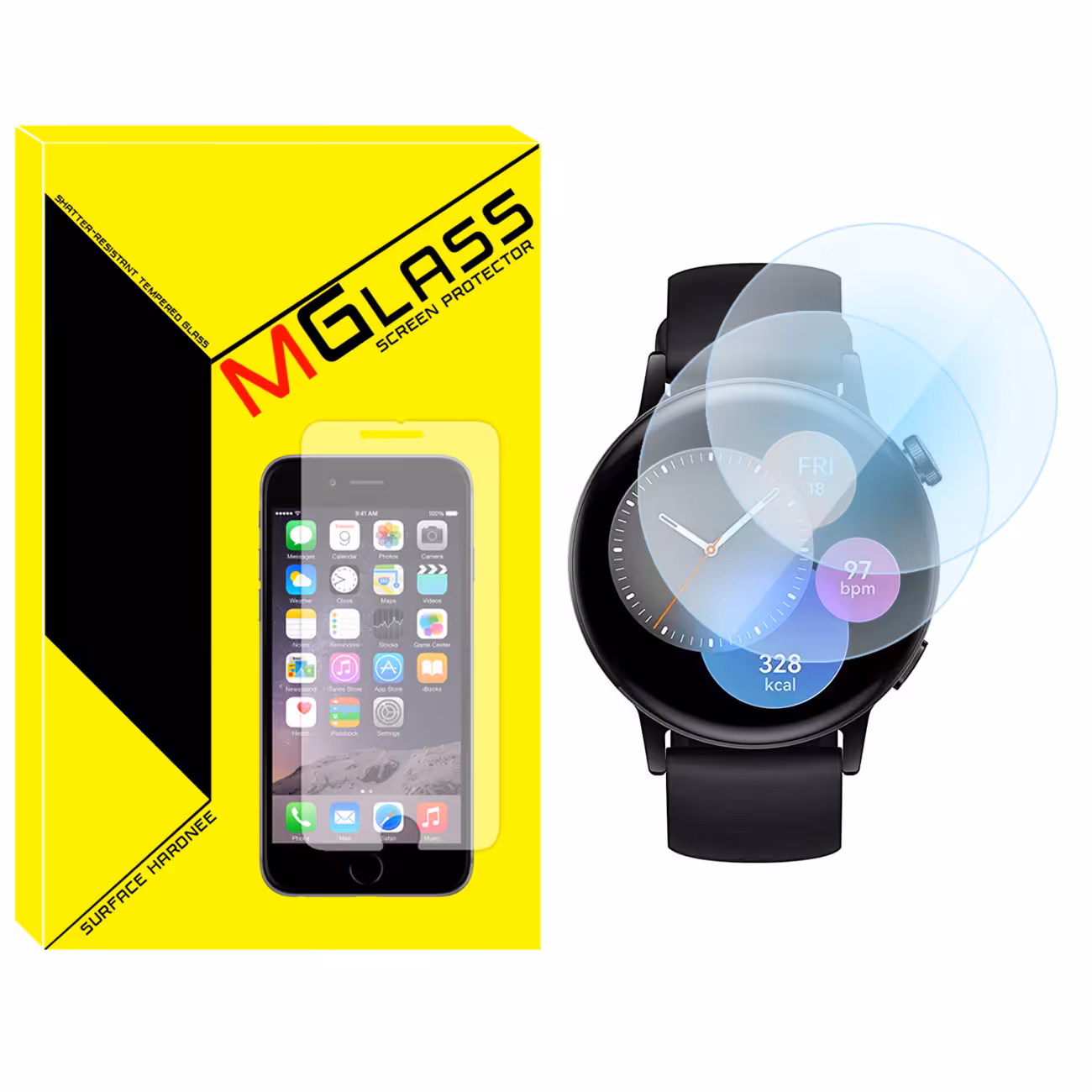 محافظ صفحه نمایش شیشه‌ای ام گلس مدل SH-MG مناسب برای ساعت هوشمند هوآوی Watch GT3 42mm بسته دو عددی