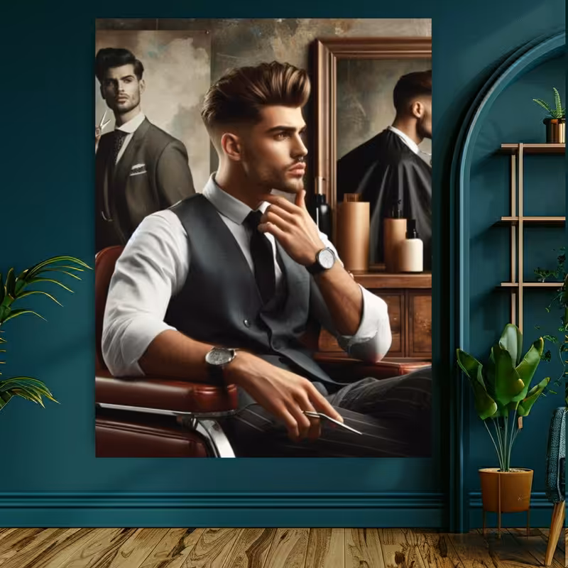 تابلو شاسی طرح شاسی آرایشگاه مردانه مدل چهره کد BK22779 | دنیای قاب