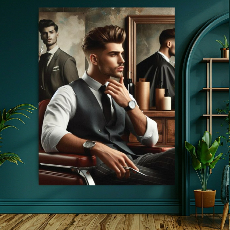 تابلو شاسی طرح شاسی آرایشگاه مردانه مدل چهره کد BK22779 | دنیای قاب