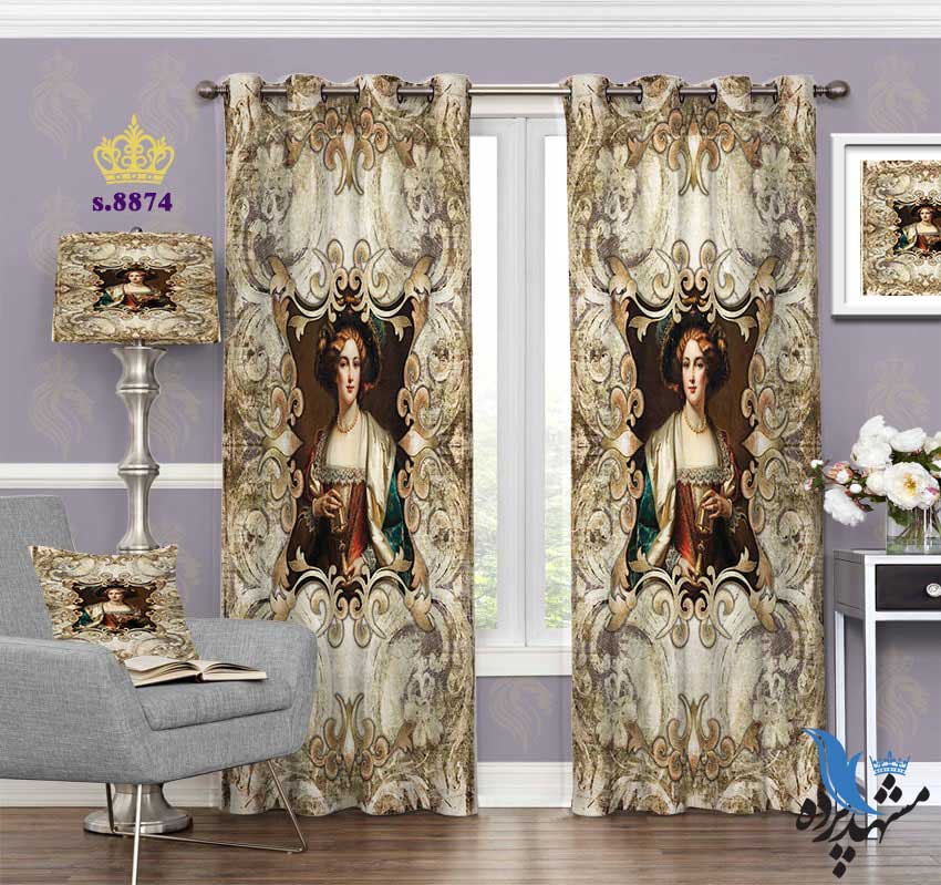 پرده پانچ کلاسیک طرح نقاشی زن کد S8874