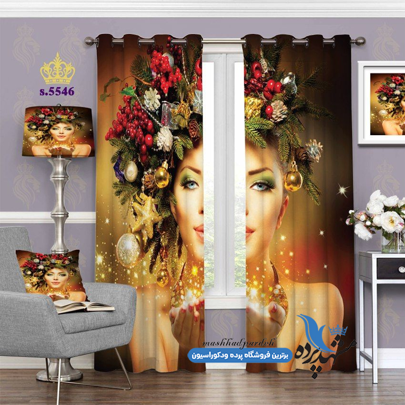 پرده پانچ چهره طرح چهره زن کد s-5546