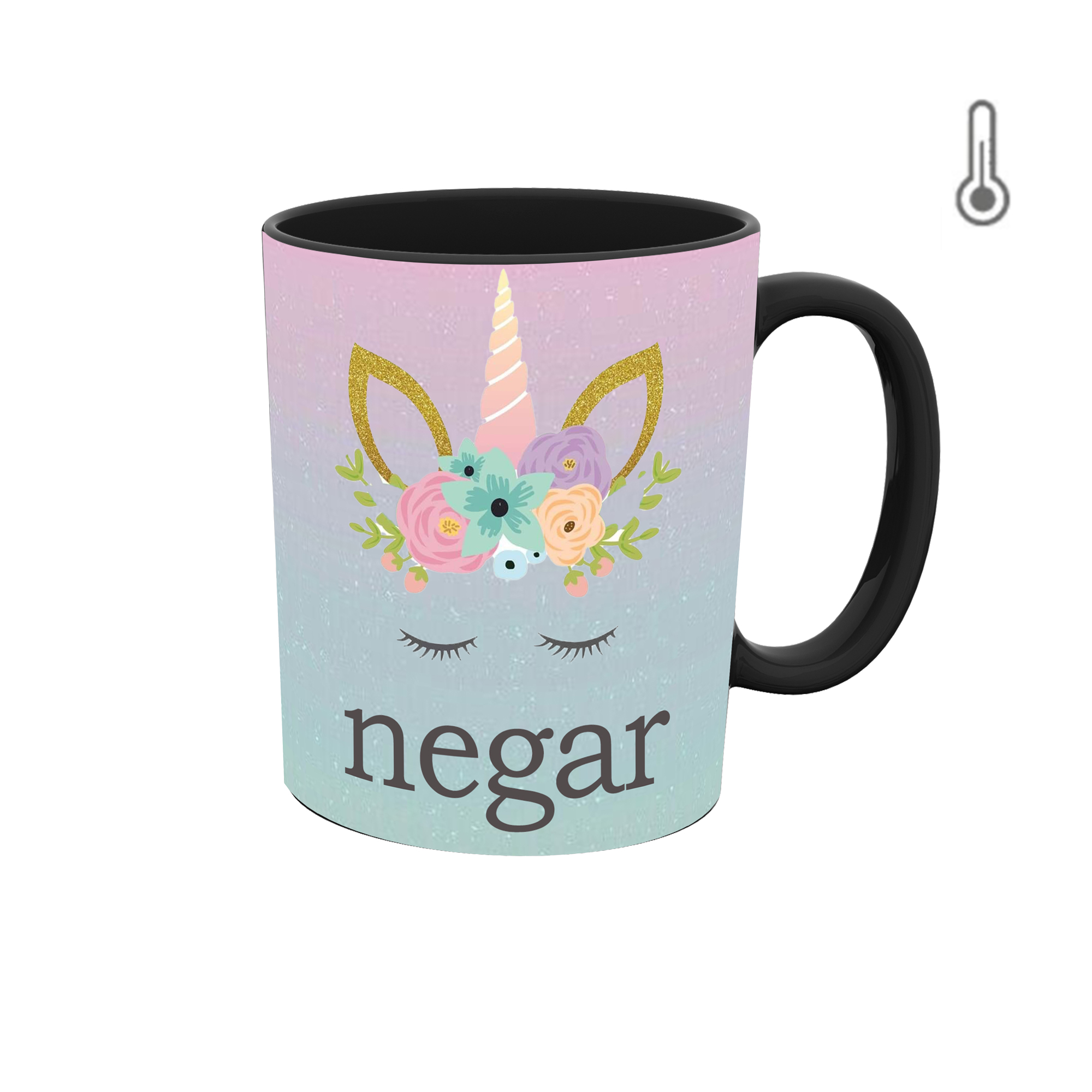 ماگ حرارتی طرح اسم نگار مدل unicorn