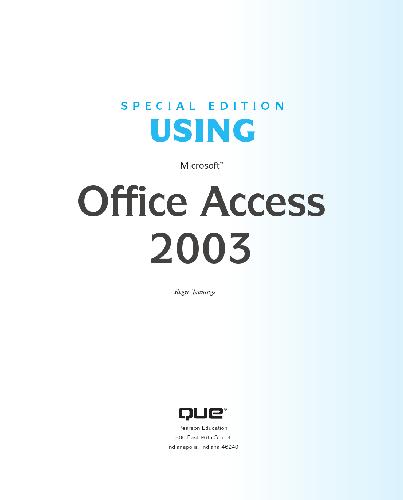 خرید و دانلود نسخه کامل کتاب Special Edition Using Microsoft Office Access 2003