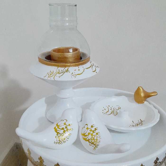 ست رومیزی سفالی با شعر سخن عشق