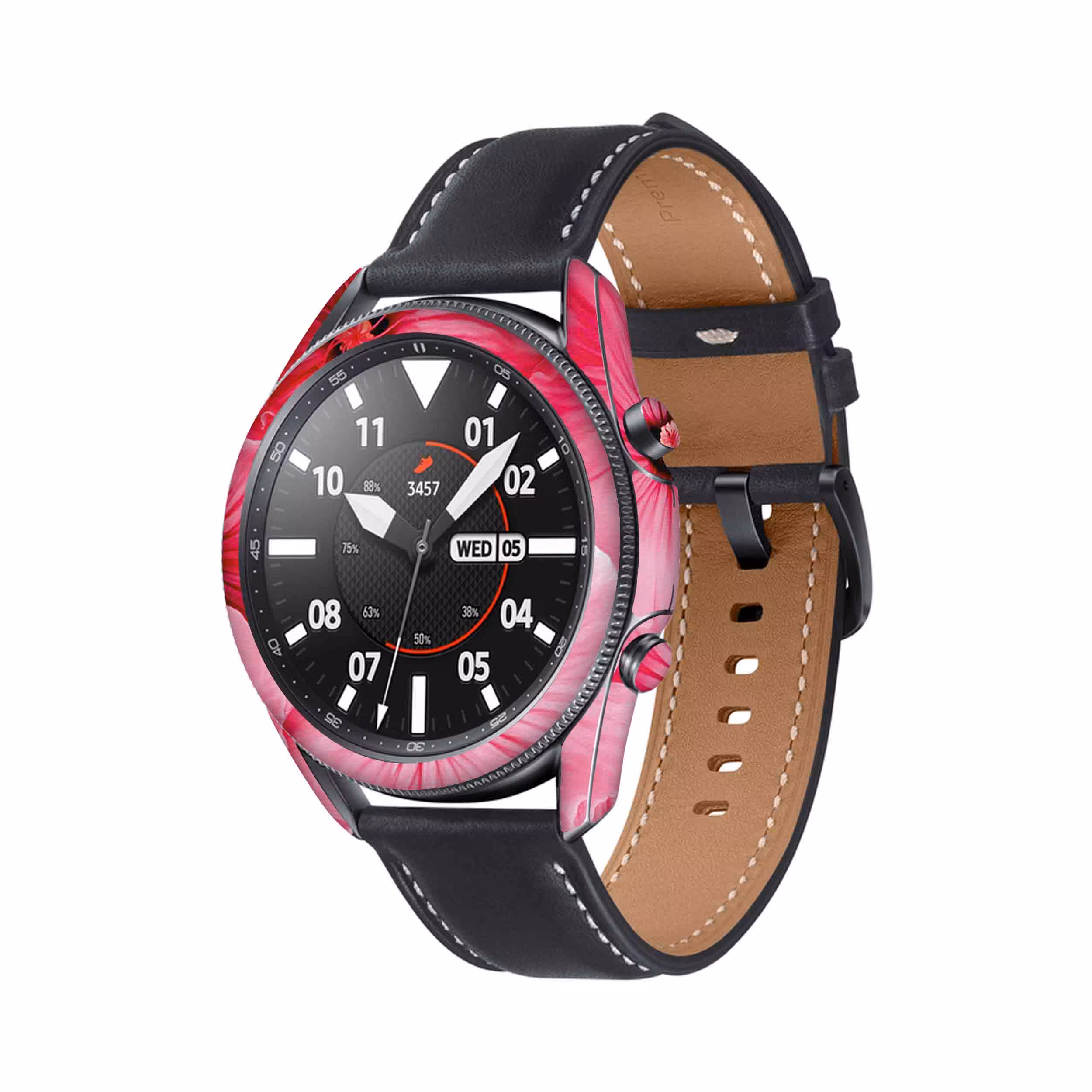 برچسب ماهوت طرح Pink Flower مناسب برای ساعت هوشمند سامسونگ Galaxy Watch3 45mm