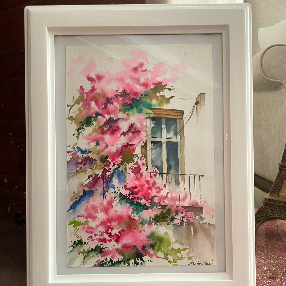 تابلوی نقاشی آبرنگ طرح پنجره