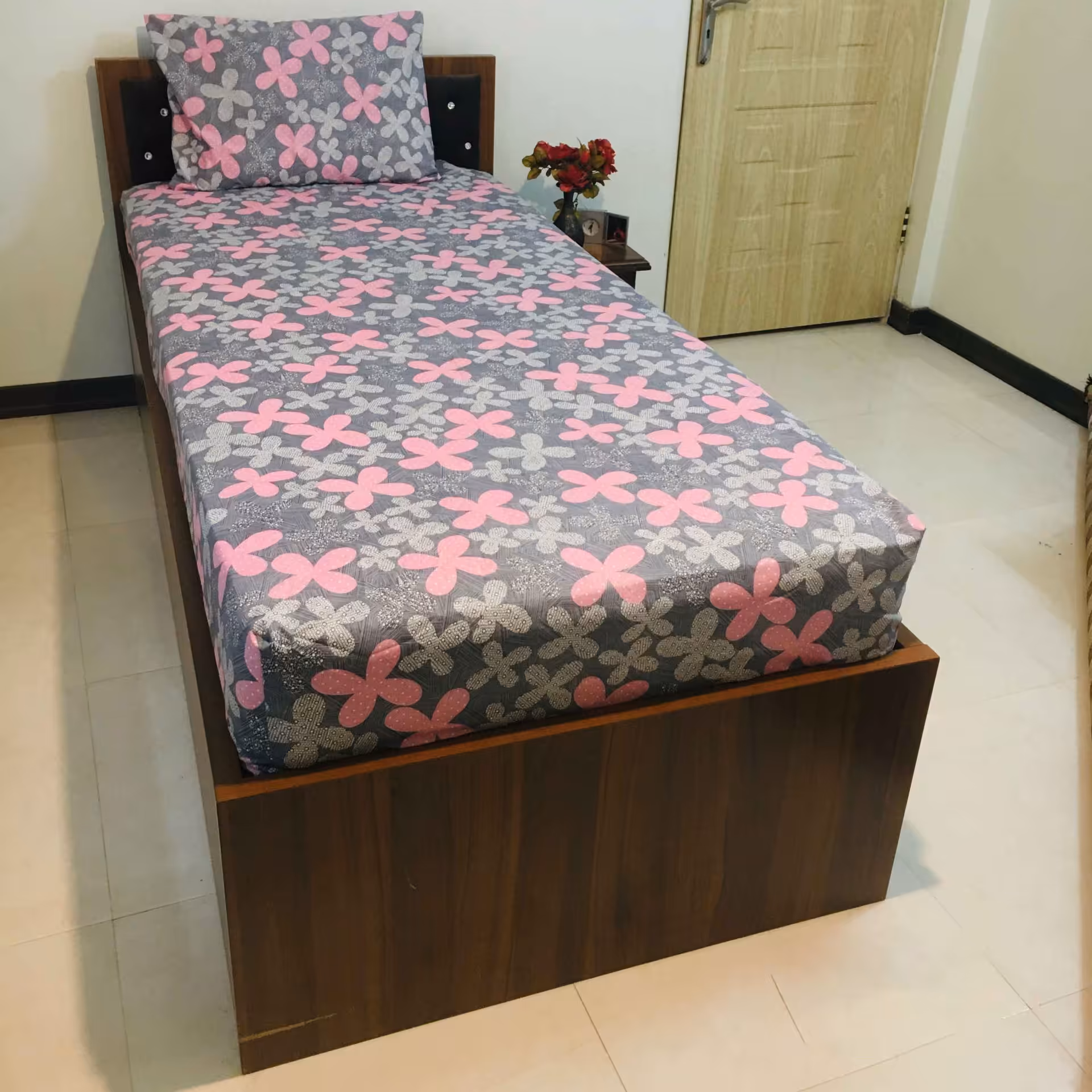 سرویس روتختی مدل کشدار گلرو صورتی کد 90 1نفره 2 تکه
