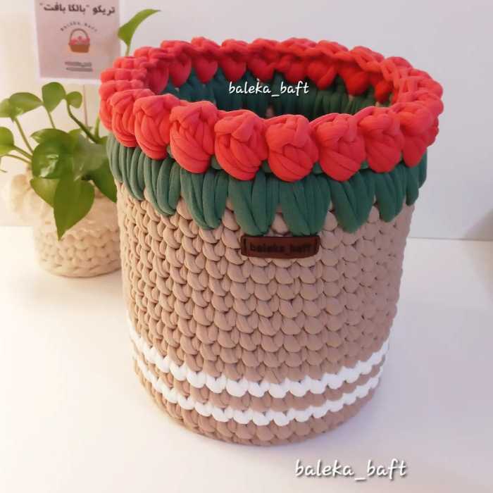 سطل تریکو لاله قابل شستشو با نخ درجه یک 